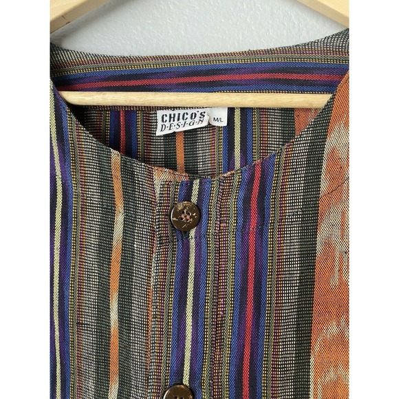 Chico's Design vintage Button jacket Med/Large stripes southwest Multi colors - Picture 3 of 7